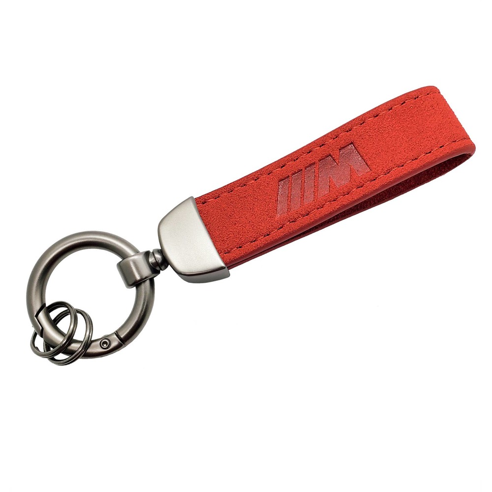 Keyfob Keychain M Power Red Suede for M Performance Logo Keyring